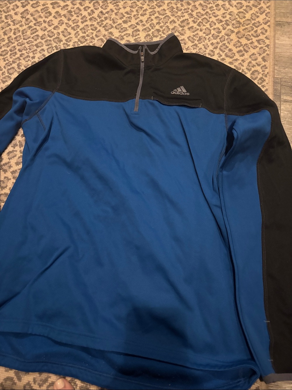 adidas Men’s Royal Blue and Black Quarter-Zip Performance Top